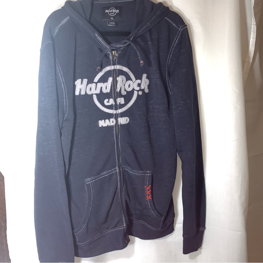 Hard Rock Cafe Black Zip Up Sweater with Iconic Logo